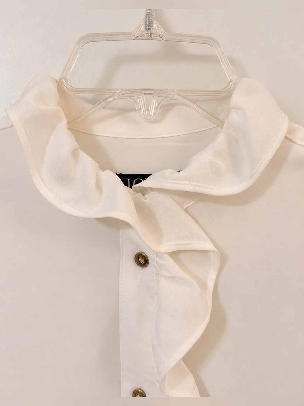 J. Crew Cream Ruffle Front Blouse Size 2 - Picture 4 of 14